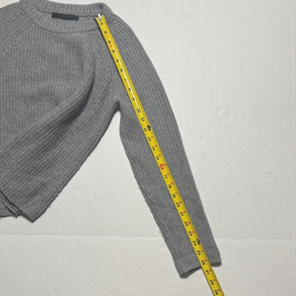JENNI KAYNE Cashmere Fisherman Sweater Gray Crewneck Minimal Preppy Women's SM - Picture 9 of 12